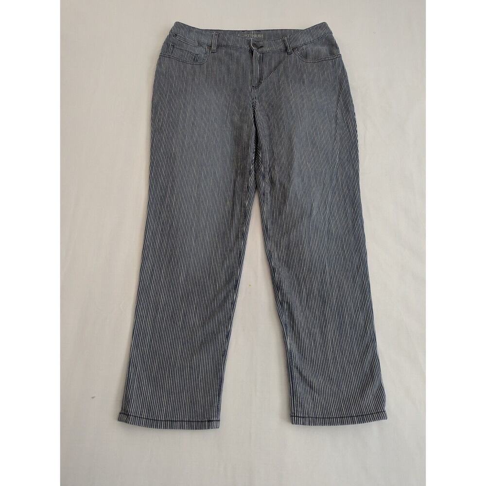 Chicos Jeans 1.5 Womens Blue Railroad Stripe Platinum Skimmer Casual